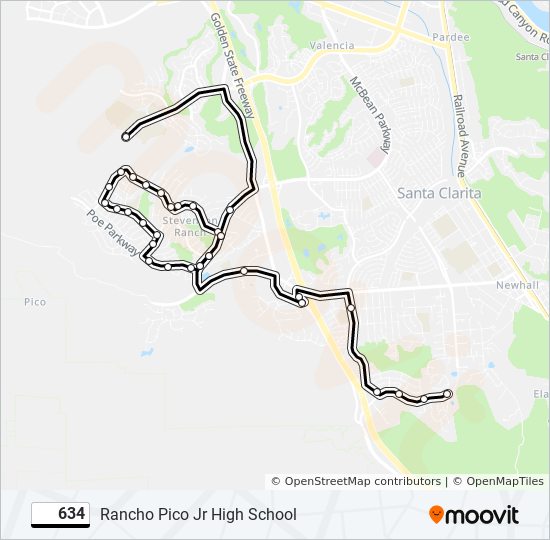 634 bus Line Map