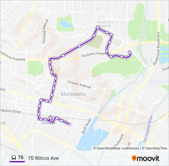 70 Bus Line Map