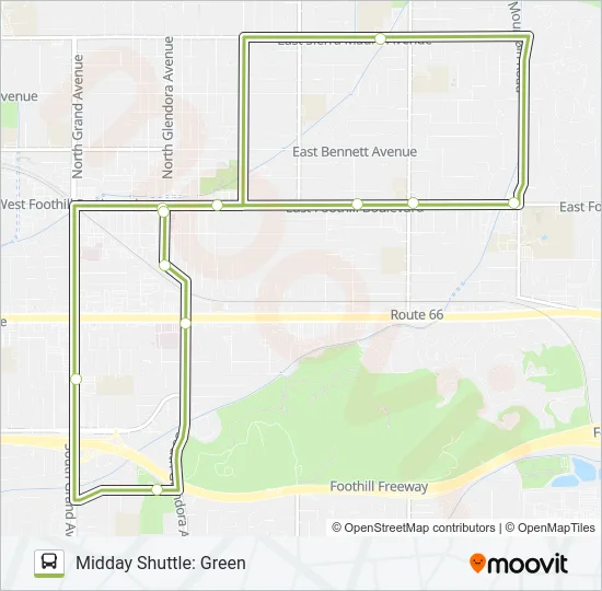 MIDDAY SHUTTLE: GREEN Bus Line Map