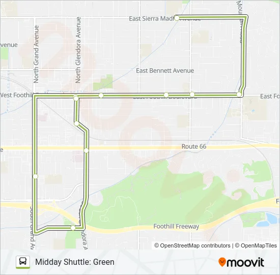MIDDAY SHUTTLE: GREEN Bus Line Map