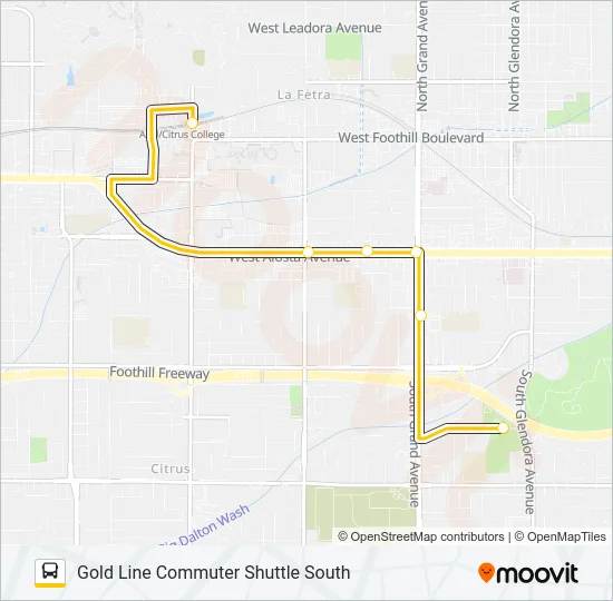 GOLD LINE COMMUTER SHUTTLE SOUTH Bus Line Map