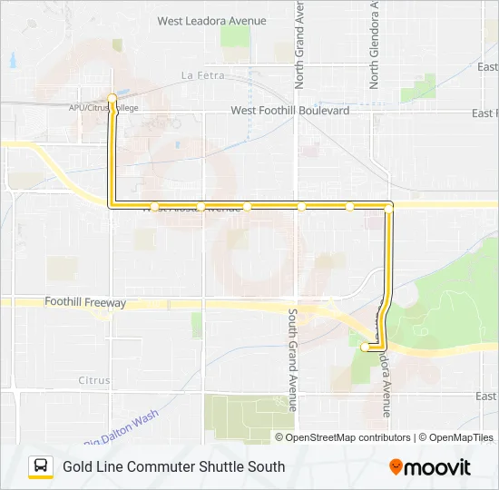 GOLD LINE COMMUTER SHUTTLE SOUTH Bus Line Map