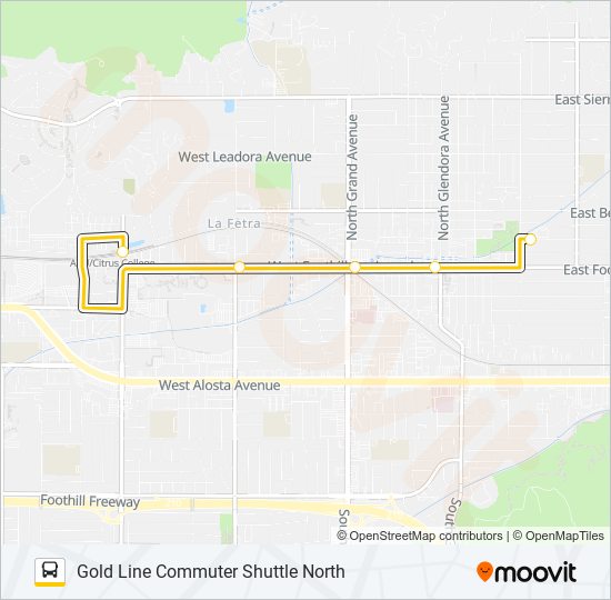 GOLD LINE COMMUTER SHUTTLE NORTH bus Line Map