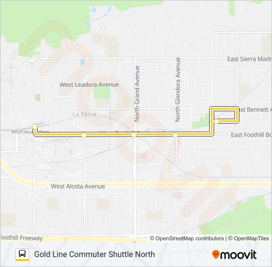 GOLD LINE COMMUTER SHUTTLE NORTH Bus Line Map