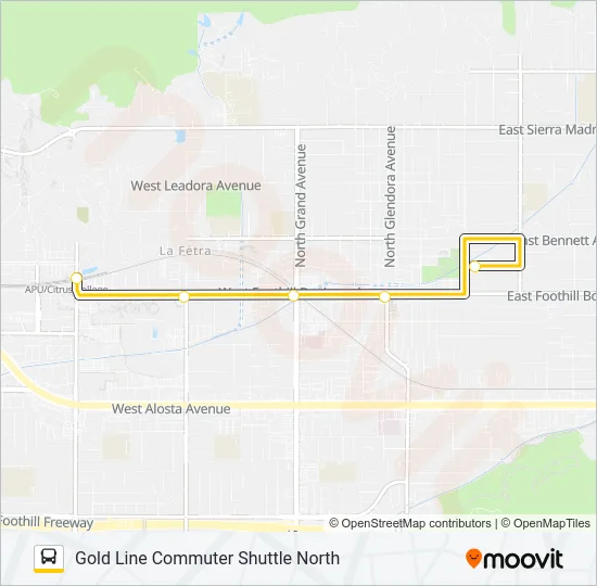 GOLD LINE COMMUTER SHUTTLE NORTH Bus Line Map
