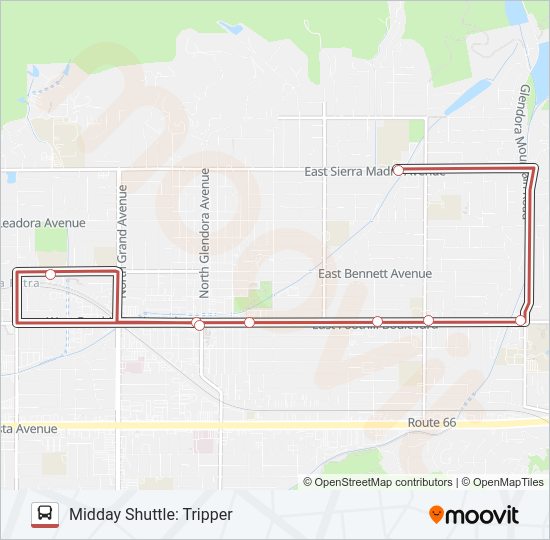MIDDAY SHUTTLE: TRIPPER Bus Line Map