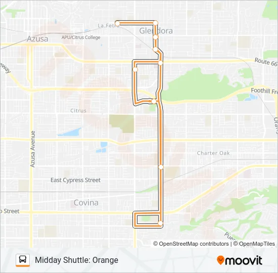 MIDDAY SHUTTLE: ORANGE Bus Line Map