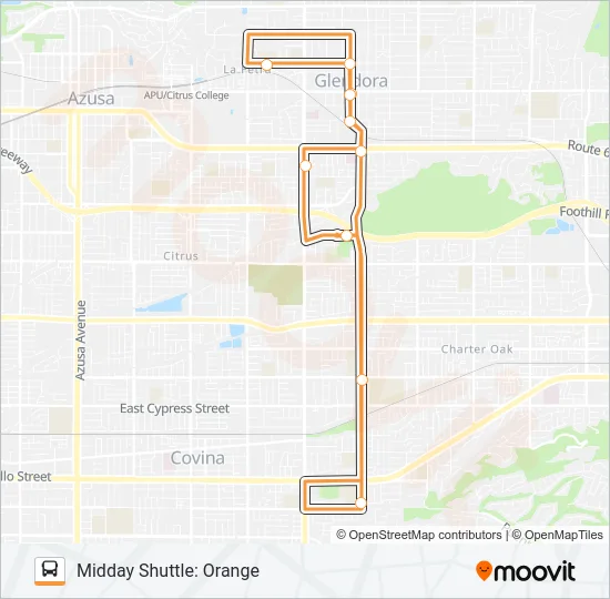 MIDDAY SHUTTLE: ORANGE Bus Line Map