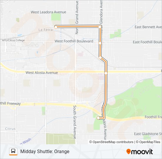 MIDDAY SHUTTLE: ORANGE bus Line Map