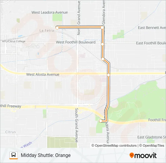 MIDDAY SHUTTLE: ORANGE Bus Line Map