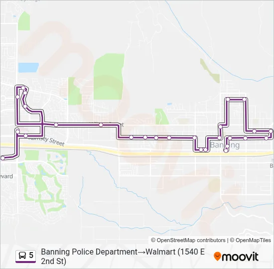 5 Route: Schedules, Stops & Maps - Banning Police Department‎→Walmart ...