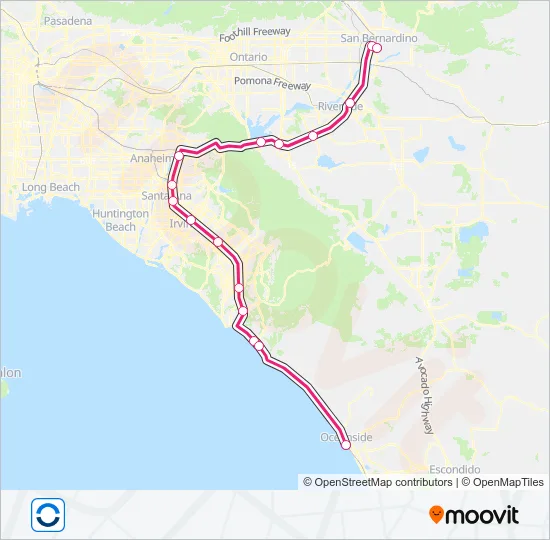 INLAND EMPIRE - ORANGE COUNTY LINE Train Line Map