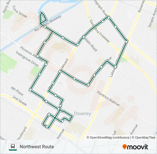 NORTHWEST ROUTE Bus Line Map