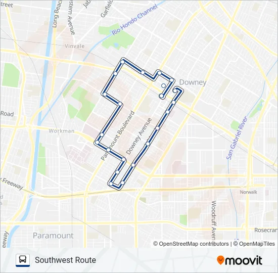 SOUTHWEST ROUTE Bus Line Map