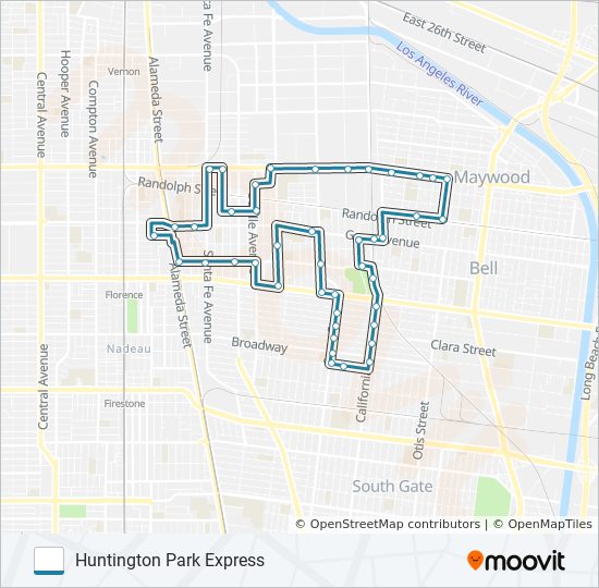Mapa de HUNTINGTON PARK EXPRESS de autobús