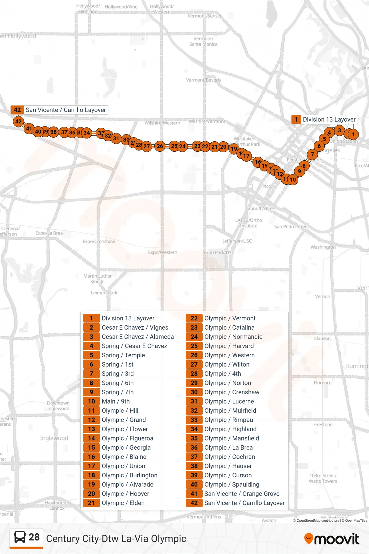 Roat Map Route Map - 28 - San Vicente - Fairfax - Stops