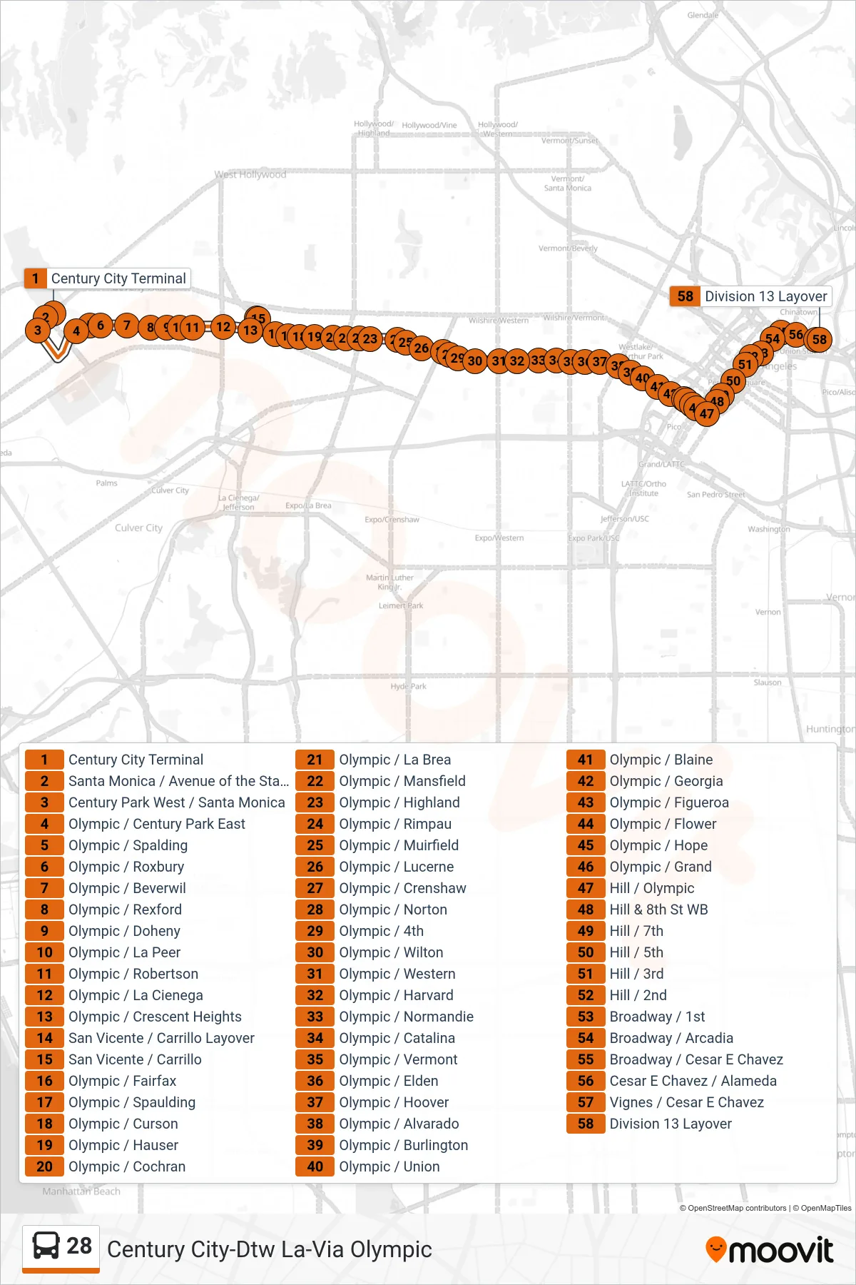 Roat Map Route Map - 28 - Cesar Chavez - Vignes - Stops