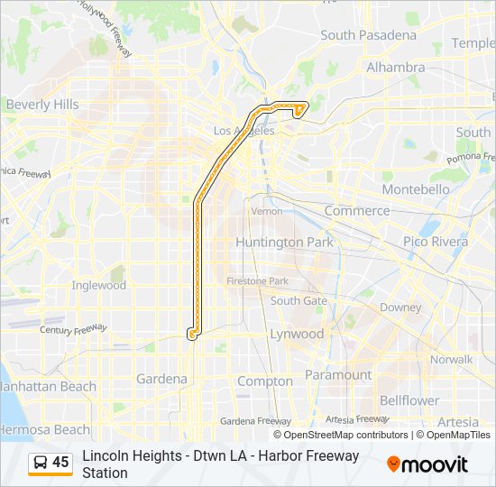 45 bus Line Map