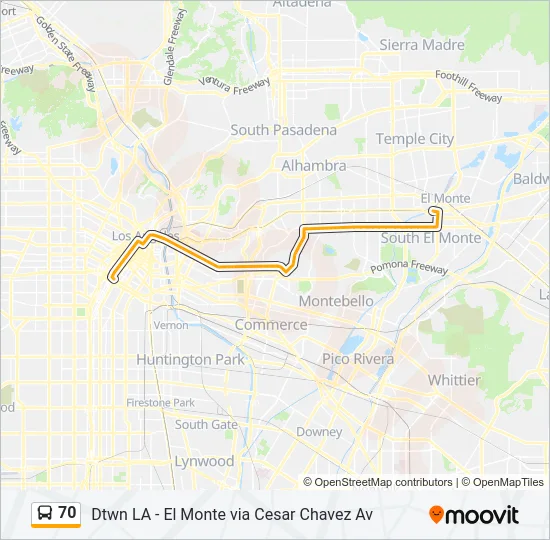 70 Bus Line Map