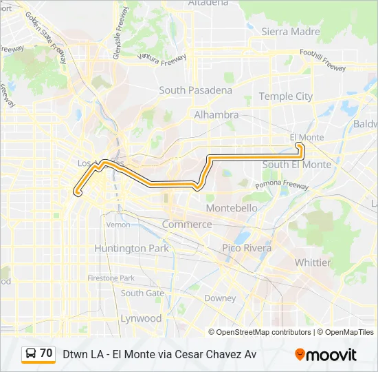 70 Bus Line Map