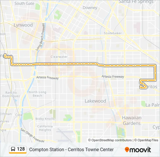 128 Bus Line Map