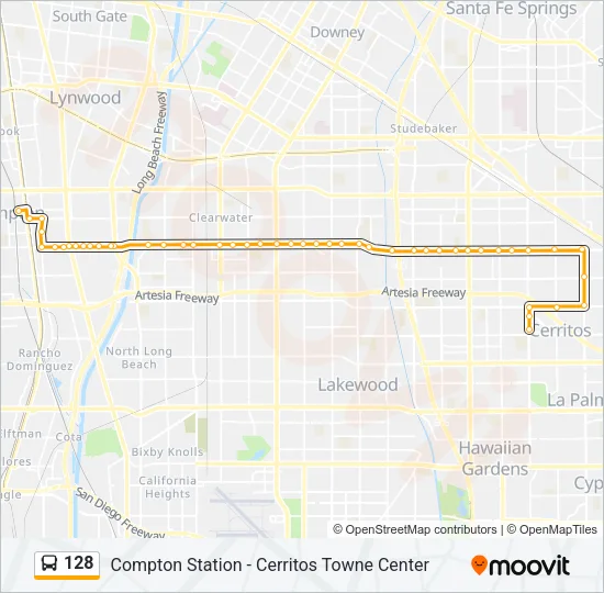 128 Bus Line Map