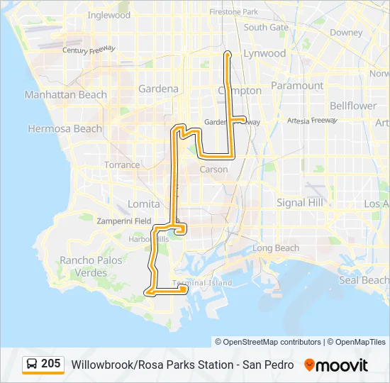 205 Bus Line Map
