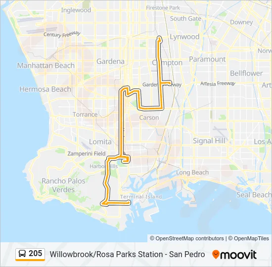 205 Bus Line Map
