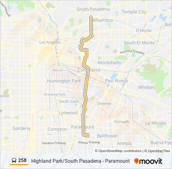 258 bus Line Map