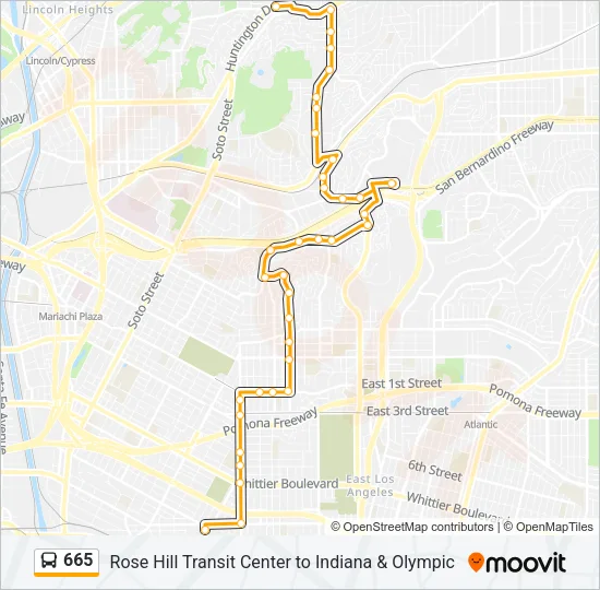 665 Bus Line Map