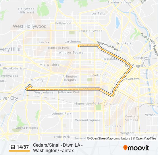 14/37 bus Line Map