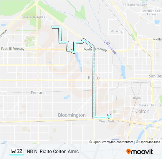 22 Route: Schedules, Stops & Maps - NB N. Rialto-Colton-Armc (Updated)