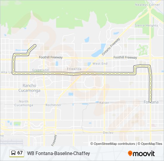 67 Route Schedules, Stops & Maps WB FontanaBaselineChaffey (Updated)