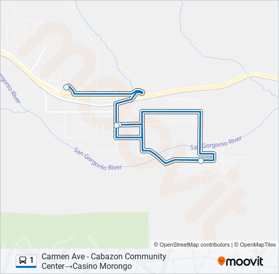 1 Route: Schedules, Stops & Maps - Casino Morongo‎→Outlet Mall