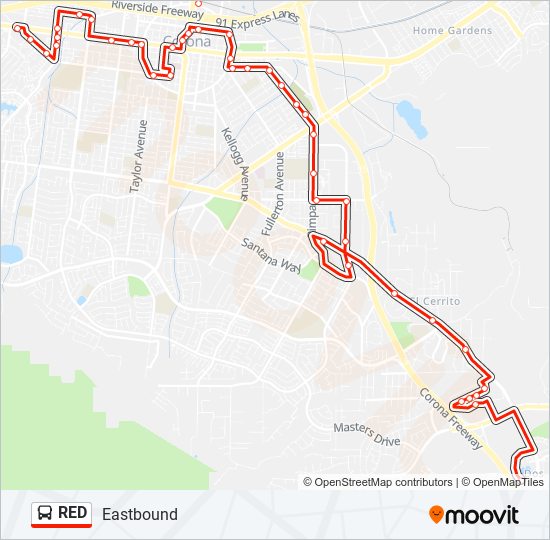 Red Bus Route Map Red Route: Schedules, Stops & Maps - Eastbound (Updated)