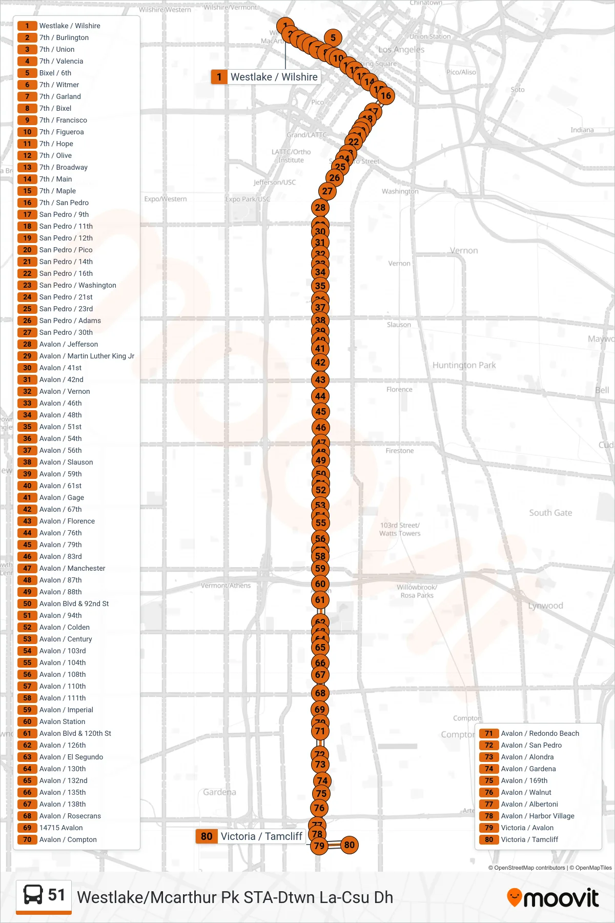 Roat Map Route Map - 51 - Cal State Dominguez Hills - Stops