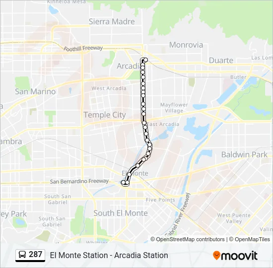 287 Bus Line Map