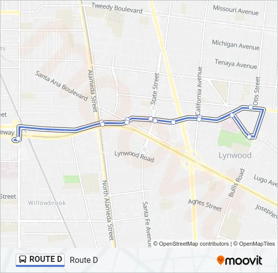 ROUTE D Bus Line Map
