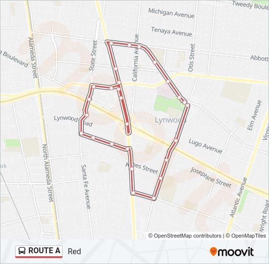 ROUTE A Bus Line Map