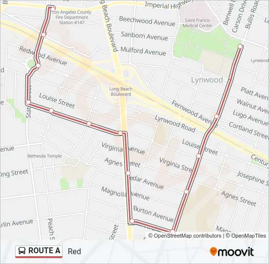 ROUTE A Bus Line Map