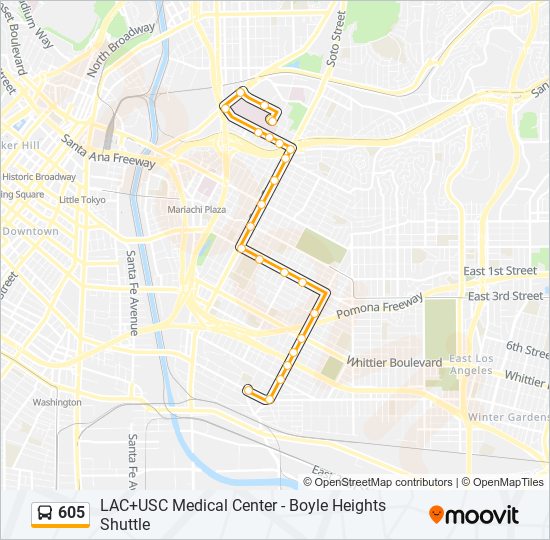 Mapa de 605 de autobús