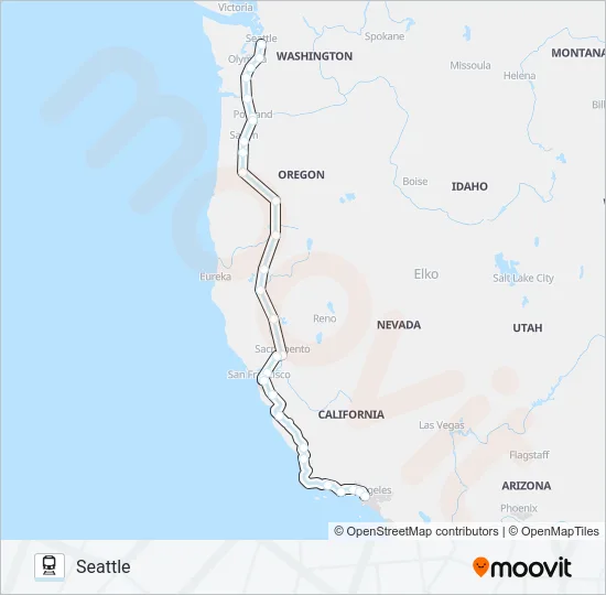 COAST STARLIGHT Train Line Map