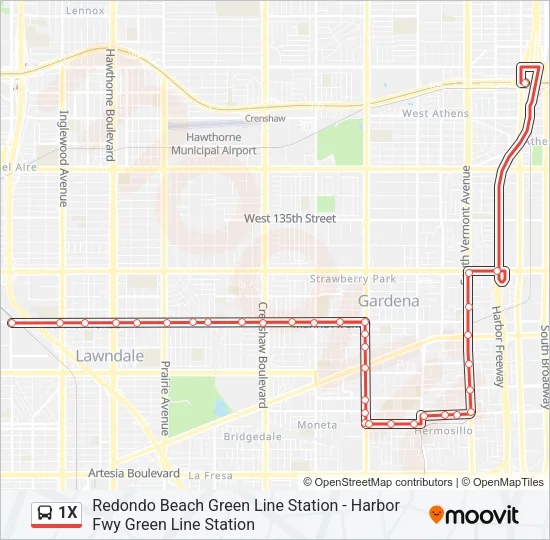1X Bus Line Map