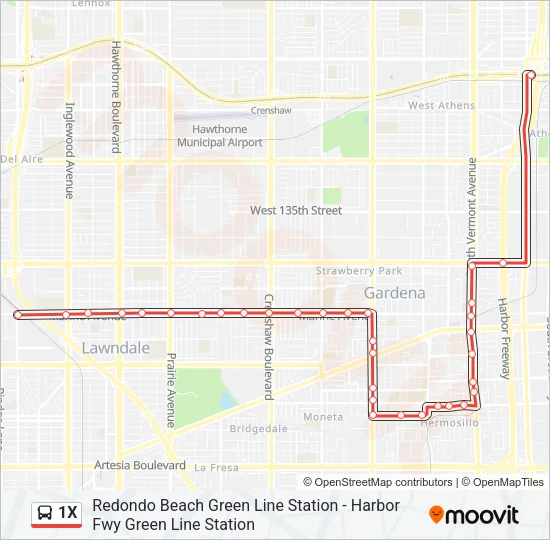 1X Bus Line Map