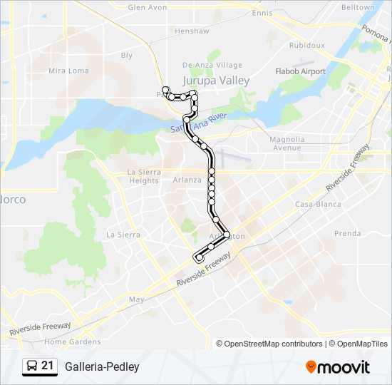 21 bus Line Map