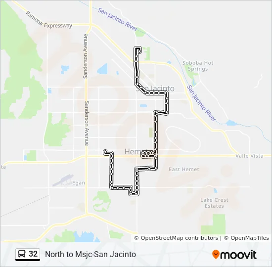 San Jac North Map 32 Route: Schedules, Stops & Maps - North To Msjc-San Jacinto (Updated)