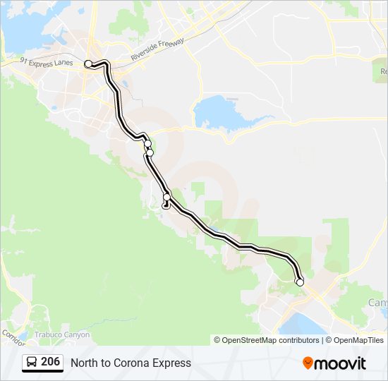 Mapa de 206 de autobús