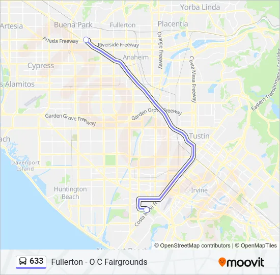 633 Bus Line Map