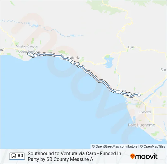 80 Bus Line Map