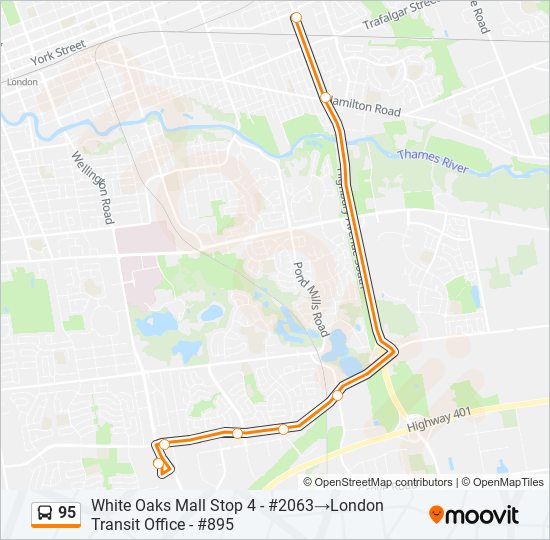 95 bus Line Map